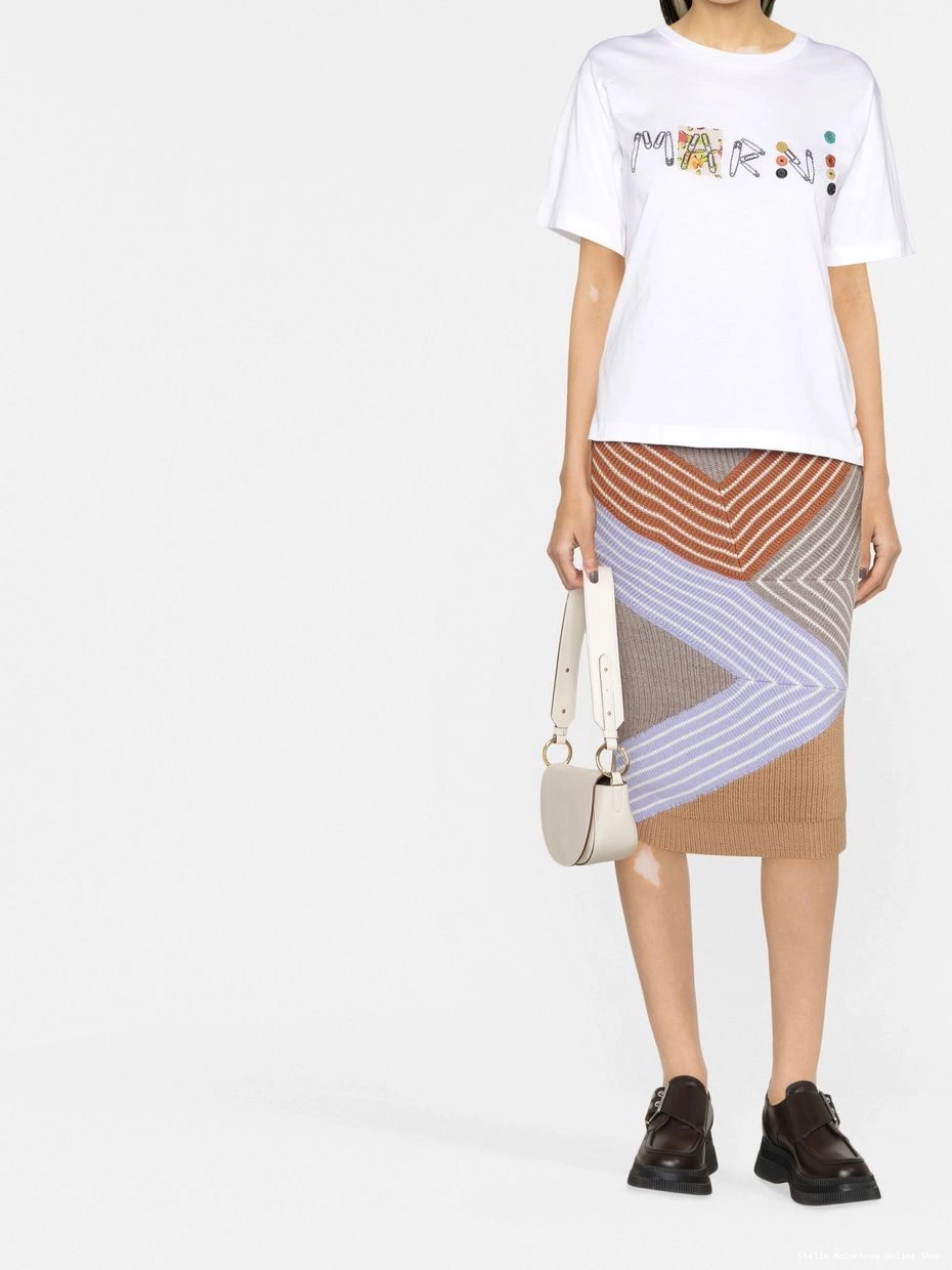 Affordable 3D midi Women McCartney Stella stripes skirt wool 0730
